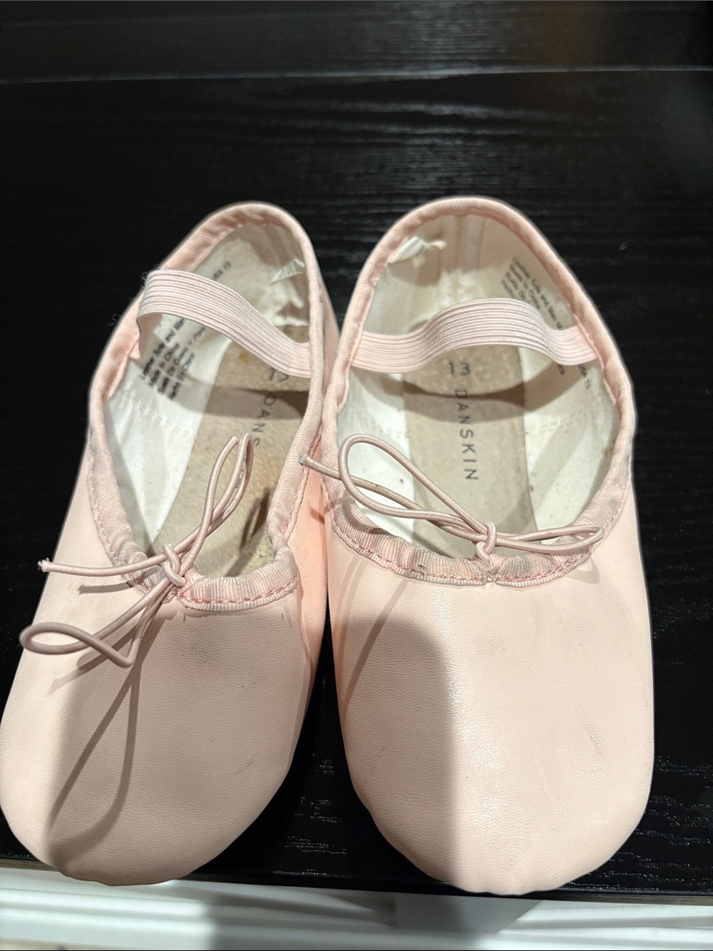 Danskin Girls Pale Pink Ballet Flats with Bow and Elastic Strap